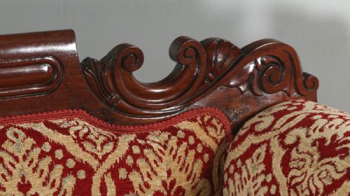 fig 5. Antique English Victorian Mahogany Upholstered Double Ended Couch Sofa Settee (Circa 1850)