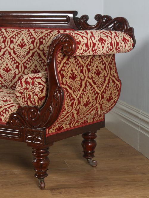 fig 6. Antique English Victorian Mahogany Upholstered Double Ended Couch Sofa Settee (Circa 1850)