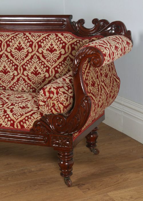 fig 7. Antique English Victorian Mahogany Upholstered Double Ended Couch Sofa Settee (Circa 1850)