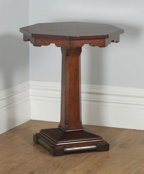 fig 2. Antique English Victorian Aesthetic Walnut & Sycamore Chess Games Occasional Centre Octagonal Table (Circa 1880)