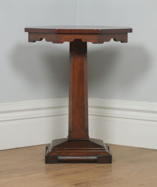 fig 3. Antique English Victorian Aesthetic Walnut & Sycamore Chess Games Occasional Centre Octagonal Table (Circa 1880)