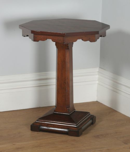 fig 4. Antique English Victorian Aesthetic Walnut & Sycamore Chess Games Occasional Centre Octagonal Table (Circa 1880)