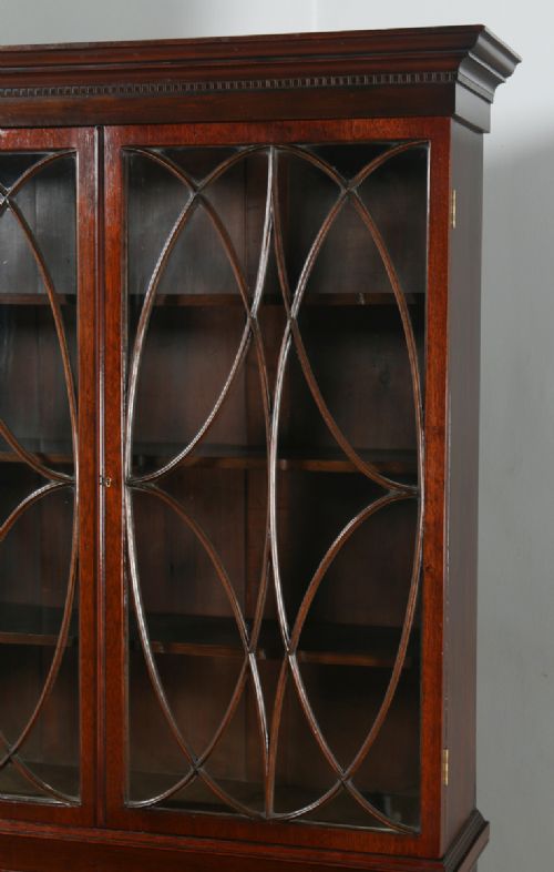 fig 6. Antique English Georgian Style Mahogany Glazed Bookcase Cupboard (Circa 1900)