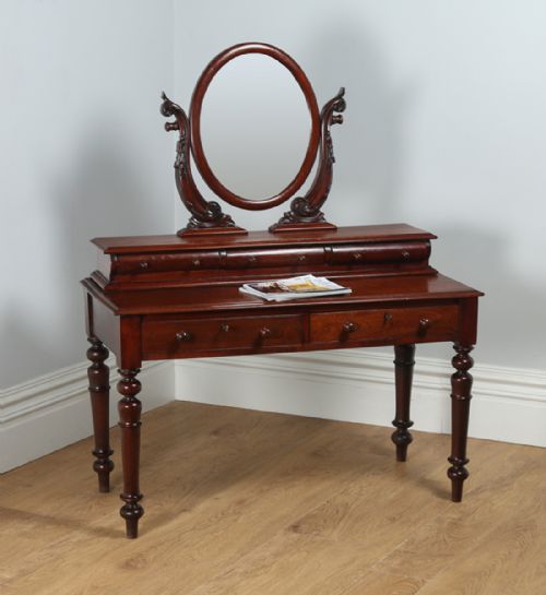 Antique Victorian Anglo Indian Colonial Teak Makeup Dressing Table with Mirror (Circa 1860)