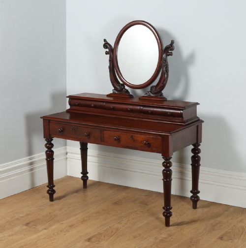 fig 1. Antique Victorian Anglo Indian Colonial Teak Makeup Dressing Table With Mirror (Circa 1860)