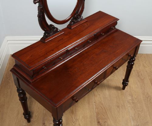 fig 2. Antique Victorian Anglo Indian Colonial Teak Makeup Dressing Table With Mirror (Circa 1860)