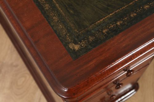 fig 5. Antique English Victorian Mahogany & Leather 4ft 6” Pedestal Office Desk (Circa 1860)