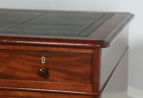 fig 8. Antique English Victorian Mahogany & Leather 4ft 6” Pedestal Office Desk (Circa 1860)