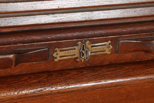 fig 4. Antique English Edwardian Oak Angus Roll Top Pedestal Office Desk (Circa 1900)
