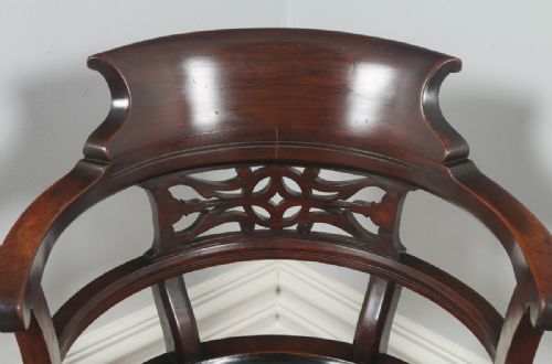 fig 5. Antique English Victorian Mahogany Revolving Office Desk Arm Chair (Circa 1880)