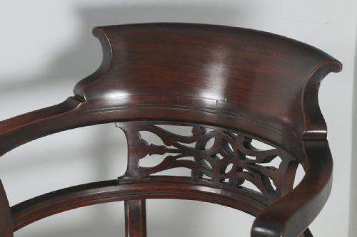fig 6. Antique English Victorian Mahogany Revolving Office Desk Arm Chair (Circa 1880)