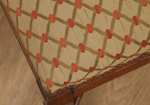 fig 5. Antique English Victorian Walnut Upholstered Foot Stool Poof (Circa 1890)