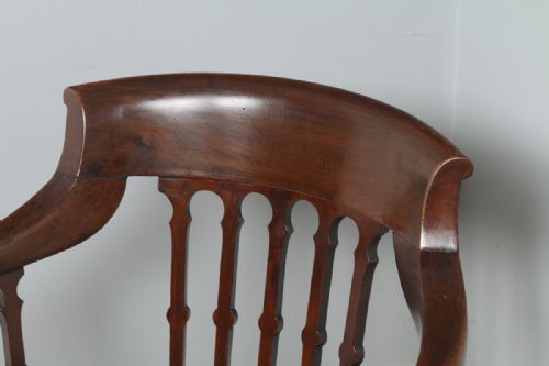 fig 4. Antique English Victorian Mahogany & Leather Revolving Office Desk Arm Chair by James Schoolbred & Co. (Circa 1880)