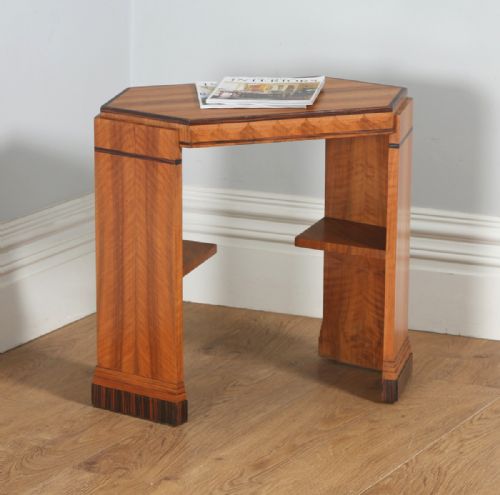 Art Deco Figured Walnut & Coromandel Hexagonal Centre Coffee Occasional Side Table (Circa 1930)
