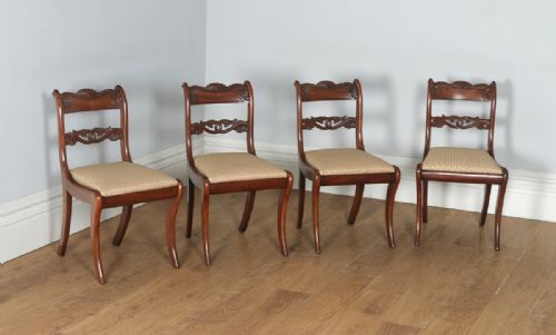 Antique English Georgian Regency Set of Four Mahogany Dining Chairs (Circa 1830)