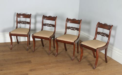 fig 1. Antique English Georgian Regency Set of Four Mahogany Dining Chairs (Circa 1830)