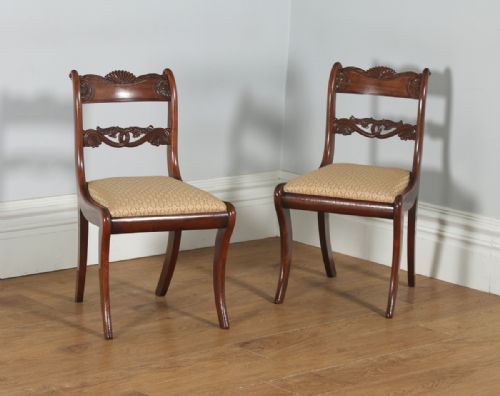 fig 4. Antique English Georgian Regency Set of Four Mahogany Dining Chairs (Circa 1830)