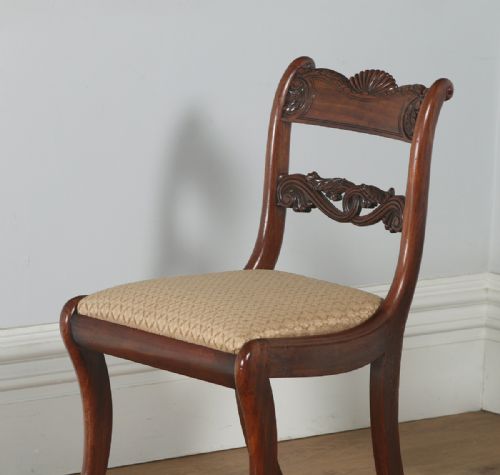 fig 6. Antique English Georgian Regency Set of Four Mahogany Dining Chairs (Circa 1830)