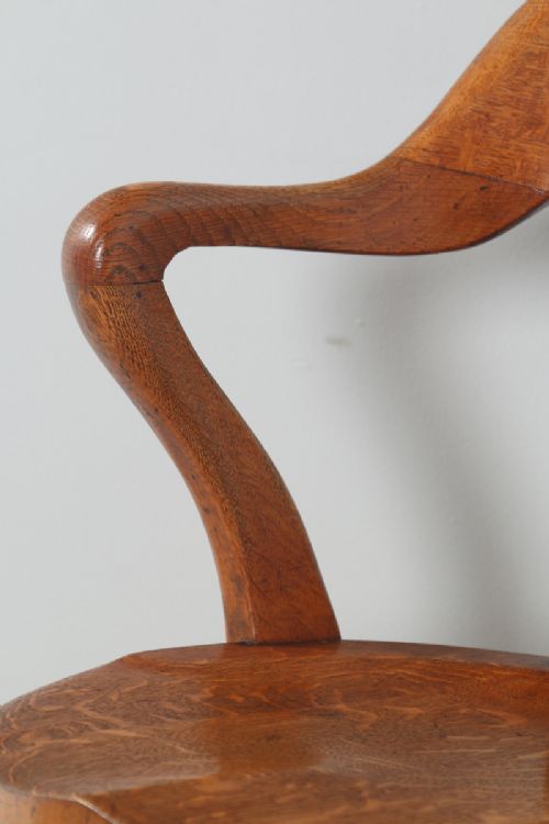 fig 1. Antique Edwardian Oak Revolving Swivel Office Desk Arm Chair (Circa 1900)
