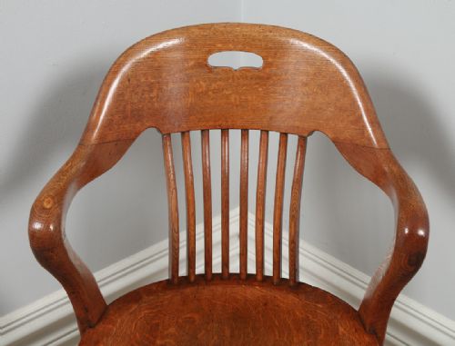 fig 3. Antique Edwardian Oak Revolving Swivel Office Desk Arm Chair (Circa 1900)