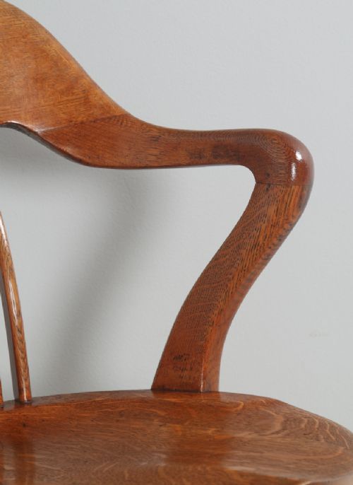 fig 7. Antique Edwardian Oak Revolving Swivel Office Desk Arm Chair (Circa 1900)