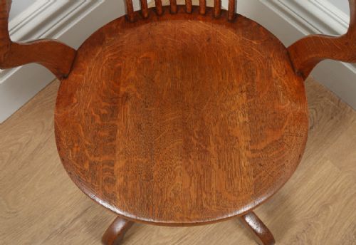 fig 9. Antique Edwardian Oak Revolving Swivel Office Desk Arm Chair (Circa 1900)
