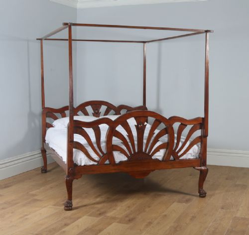 fig 1. Antique 5ft King Size Art Deco Colonial Raj Mahogany Four Poster Bed (Circa 1920)