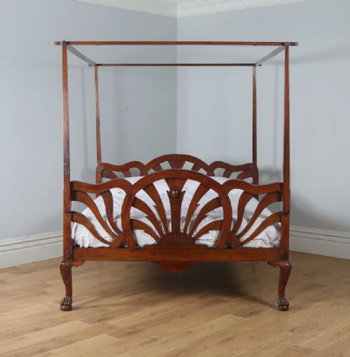 fig 2. Antique 5ft King Size Art Deco Colonial Raj Mahogany Four Poster Bed (Circa 1920)