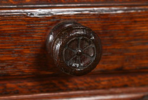 fig 6. Antique English Victorian 6ft 6” Oak & Leather Partners Library Table Desk by Lamb of Manchester (Circa 1850)
