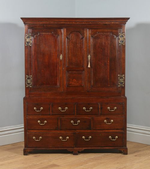 fig 1. Antique Georgian English Oak Housekeepers Hanging Press Cupboard (Circa 1780)