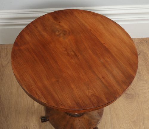 fig 4. Antique English Victorian Figured Mahogany Circular Occasional Wine Lamp Tripod Table (Circa 1840)