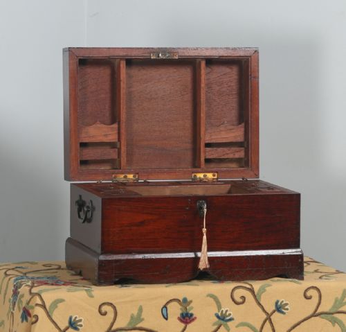 Antique Victorian Colonial Campaign Teak Writing / Jewellery / Sewing Box (Circa 1870)
