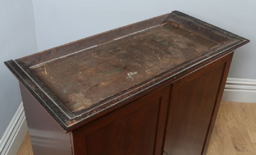 fig 1. Antique English Georgian Flame Mahogany Linen Press Wardrobe Cupboard (Circa 1810)