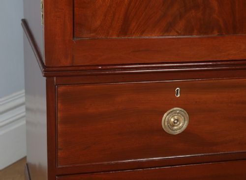 fig 4. Antique English Georgian Flame Mahogany Linen Press Wardrobe Cupboard (Circa 1810)
