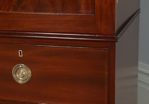 fig 5. Antique English Georgian Flame Mahogany Linen Press Wardrobe Cupboard (Circa 1810)