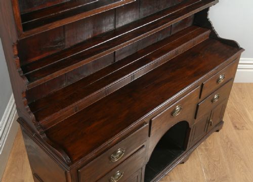 fig 6. Antique Welsh Georgian Oak Dresser Base & Rack Sideboard Cupboard (Circa 1800)