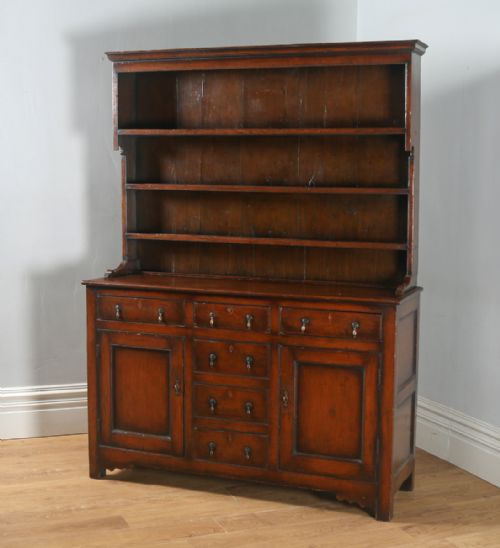 fig 1. Antique Welsh Georgian Pine Dresser Base & Rack Sideboard Cupboard (Circa 1800)