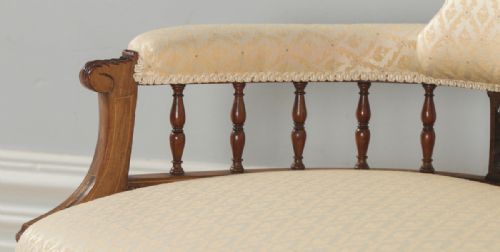 fig 6. Antique Edwardian Marquetry Inlaid Rosewood Two Seat Salon Sofa Couch Settee (Circa 1900)