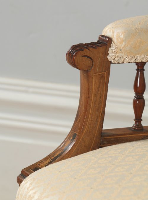 fig 7. Antique Edwardian Marquetry Inlaid Rosewood Two Seat Salon Sofa Couch Settee (Circa 1900)