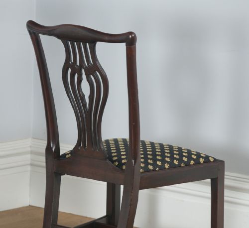 fig 4. Antique English Pair of Georgian Chippendale Mahogany Office Desk Dining Chairs (Circa 1800)
