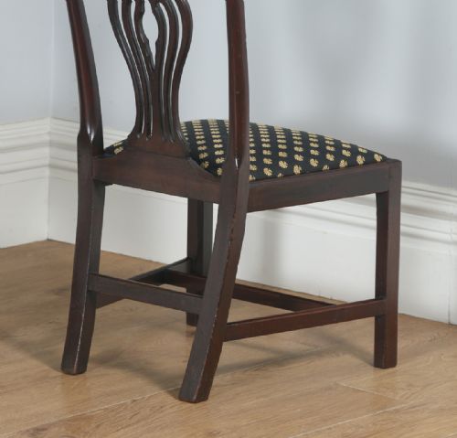 fig 5. Antique English Pair of Georgian Chippendale Mahogany Office Desk Dining Chairs (Circa 1800)