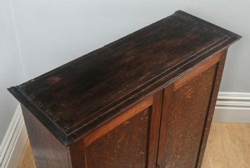 fig 1. Antique English Georgian Oak Bookcase Cupboard Incorporating a Chest of Drawers (Circa 1800)