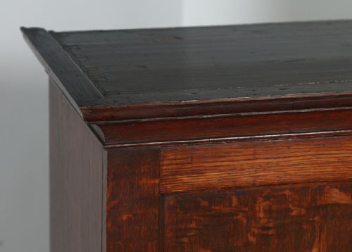 fig 2. Antique English Georgian Oak Bookcase Cupboard Incorporating a Chest of Drawers (Circa 1800)