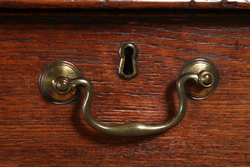 fig 7. Antique English Georgian Oak Bookcase Cupboard Incorporating a Chest of Drawers (Circa 1800)