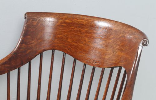 fig 7. Antique English Edwardian Oak Revolving Swivel Office Desk Green Leather Arm Chair (Circa 1910)