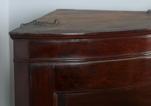 fig 3. Antique English Edwardian Mahogany Bow Front Glazed Corner Display Cabinet (Circa 1900)