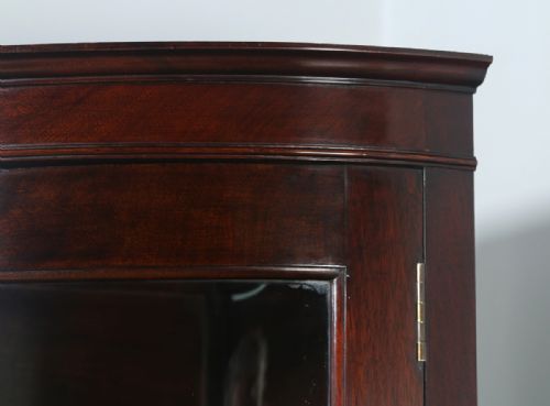 fig 5. Antique English Edwardian Mahogany Bow Front Glazed Corner Display Cabinet (Circa 1900)