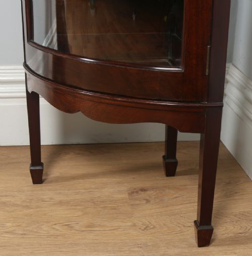 fig 7. Antique English Edwardian Mahogany Bow Front Glazed Corner Display Cabinet (Circa 1900)