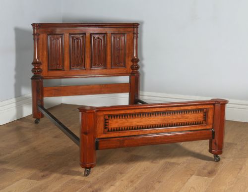 fig 1. Antique English Victorian Gothic Pitch Pine & Ebony Four Piece Bedroom Suite (Circa 1890)