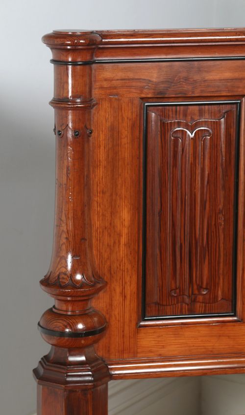 fig 3. Antique English Victorian Gothic Pitch Pine & Ebony Four Piece Bedroom Suite (Circa 1890)